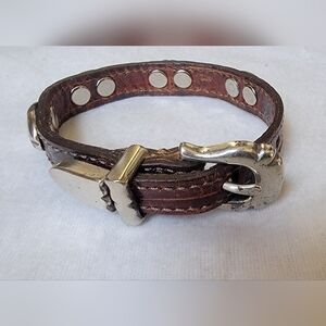 New Vintage 1994 Brown Leather Handmade Silver Accents 7.5" Bracelet Signed